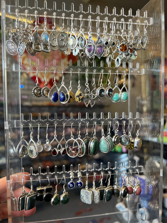 Gemstones earrings in Sterling Silver