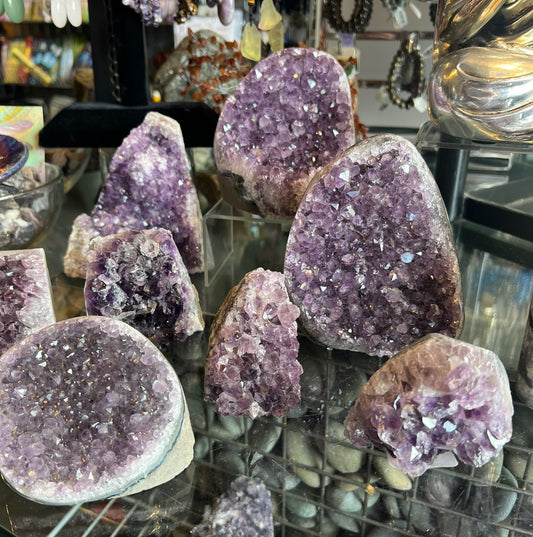 Cut Base Amethyst Crystal Pieces
