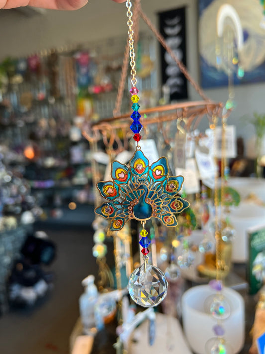 Hanging Crystal Peacock
