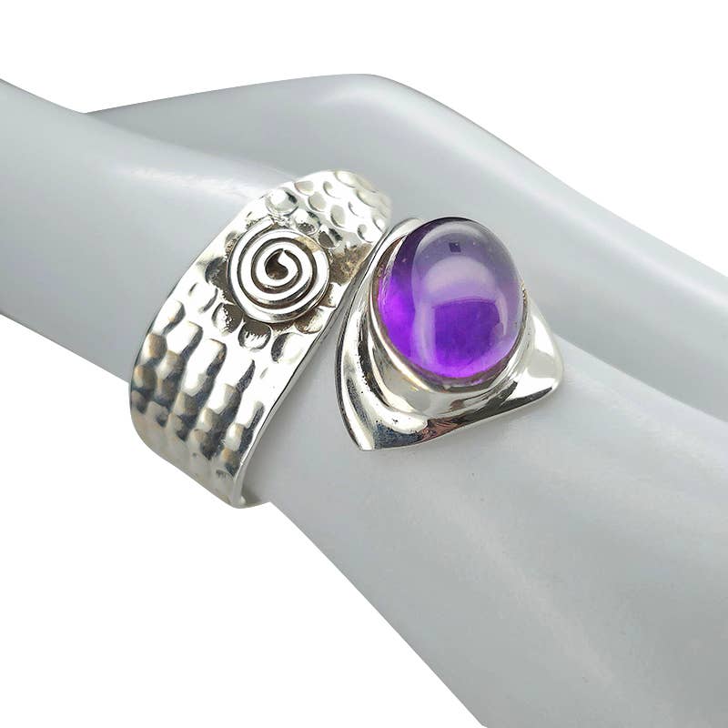 Amethyst Sterling Silver Adjustable Ring