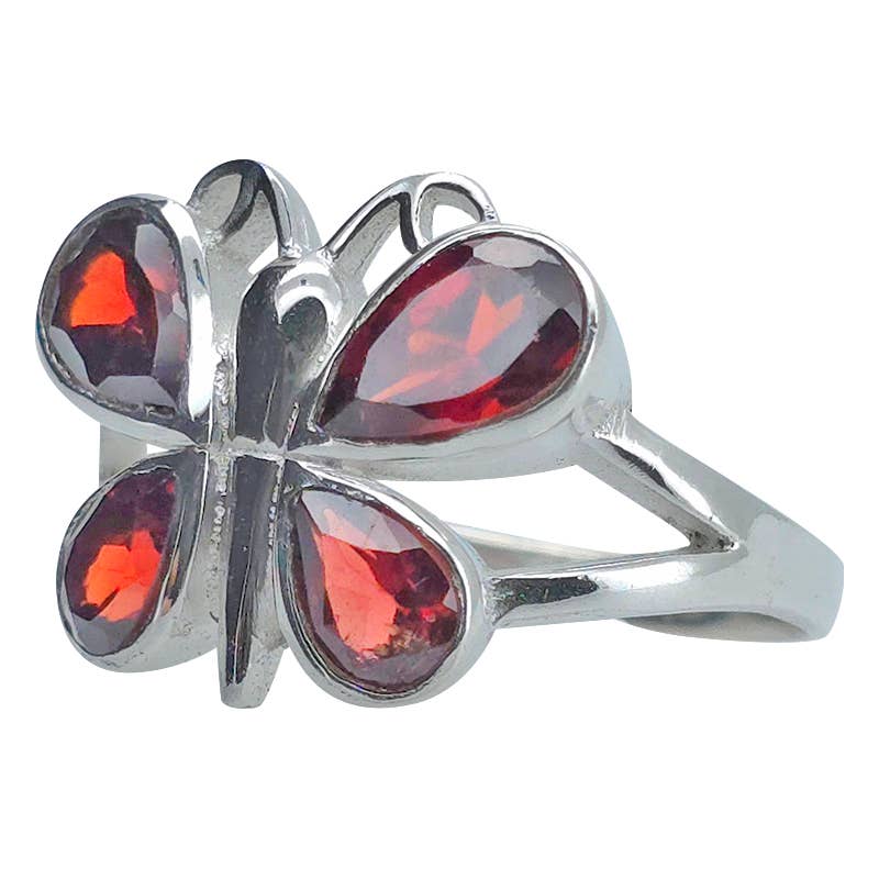 Faceted Garnet Butterfly Ring: 9