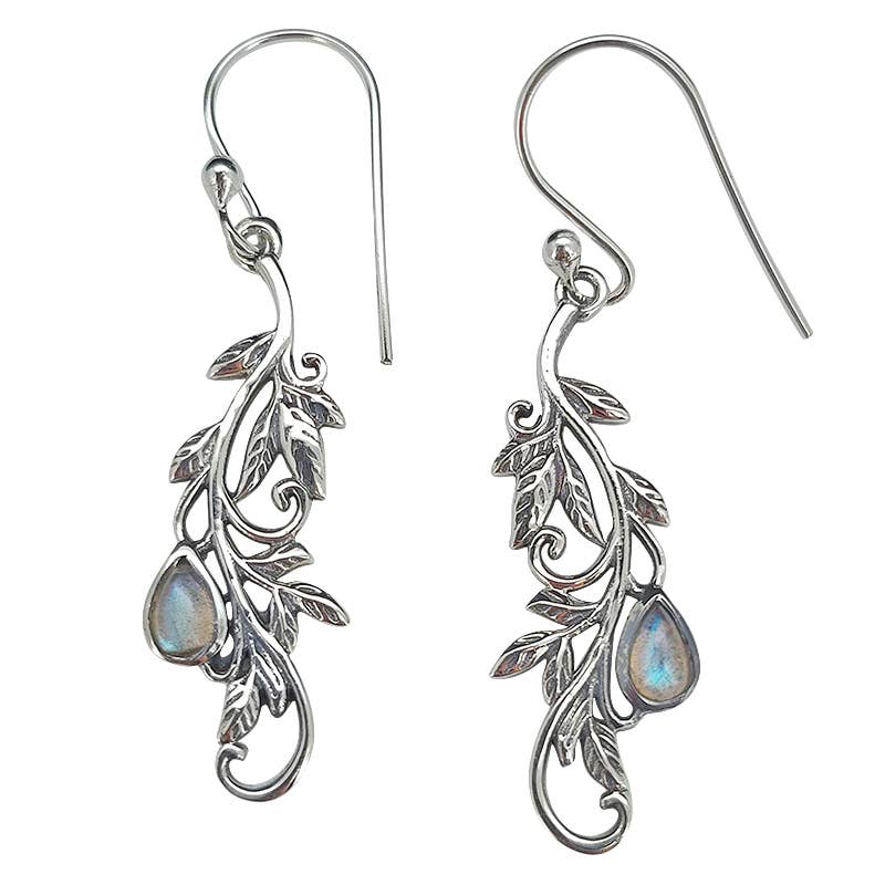 Labradorite Sterling Silver Earrings On Hooks