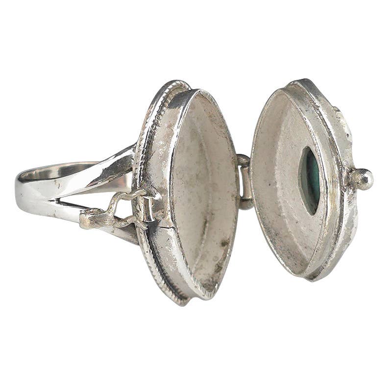 Moonstone Sterling Silver Locket / Poison Ring: 9