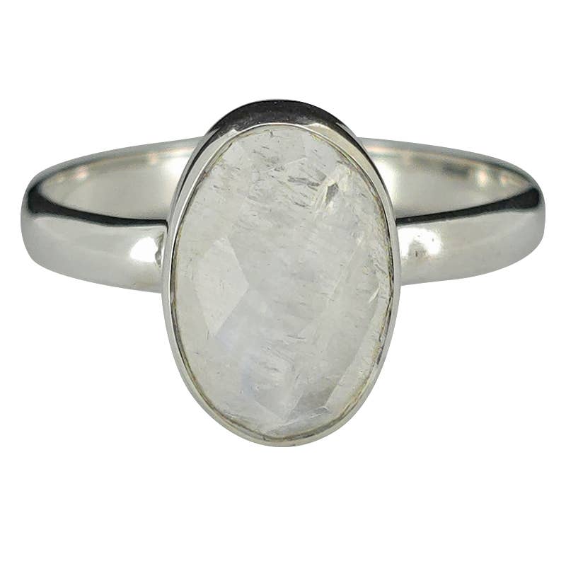 Faceted Moonstone Sterling Silver Ring: 9