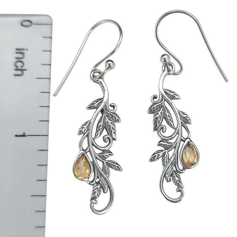Citrine Sterling Silver earrings On Hooks