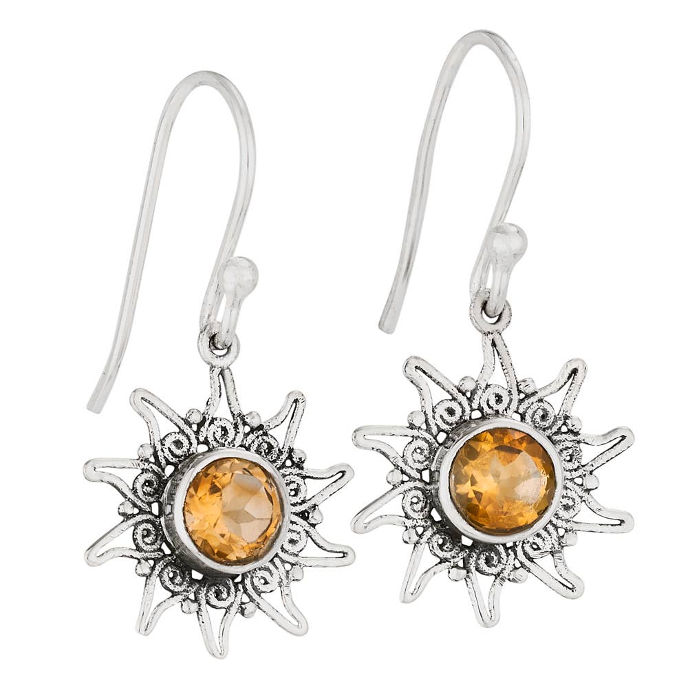 Glowing Sun Sterling Silver and Citrine Earrings
