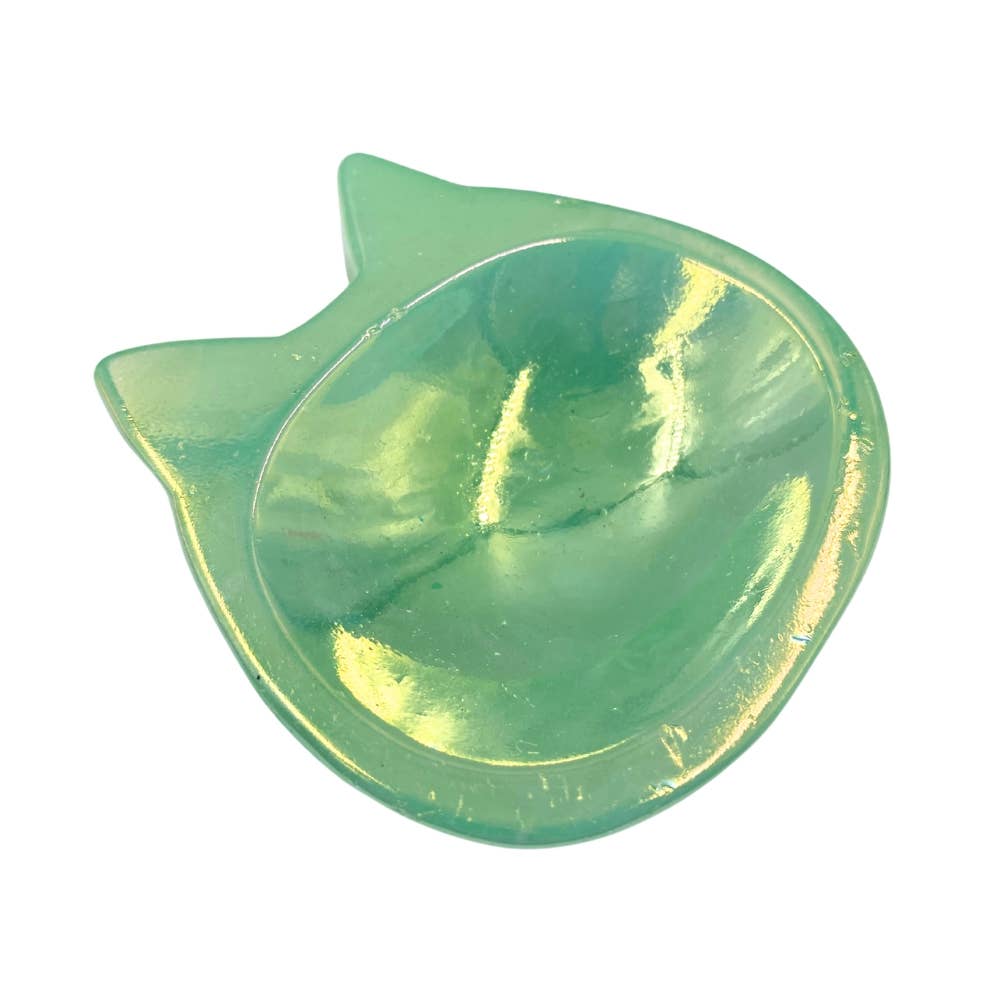 Aura Rainbow Quartz Trinket Dish, Cat