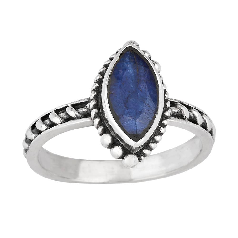 Blue Sapphire Sterling Silver Ring: 6