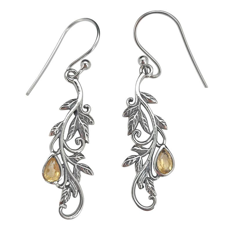 Citrine Sterling Silver earrings On Hooks