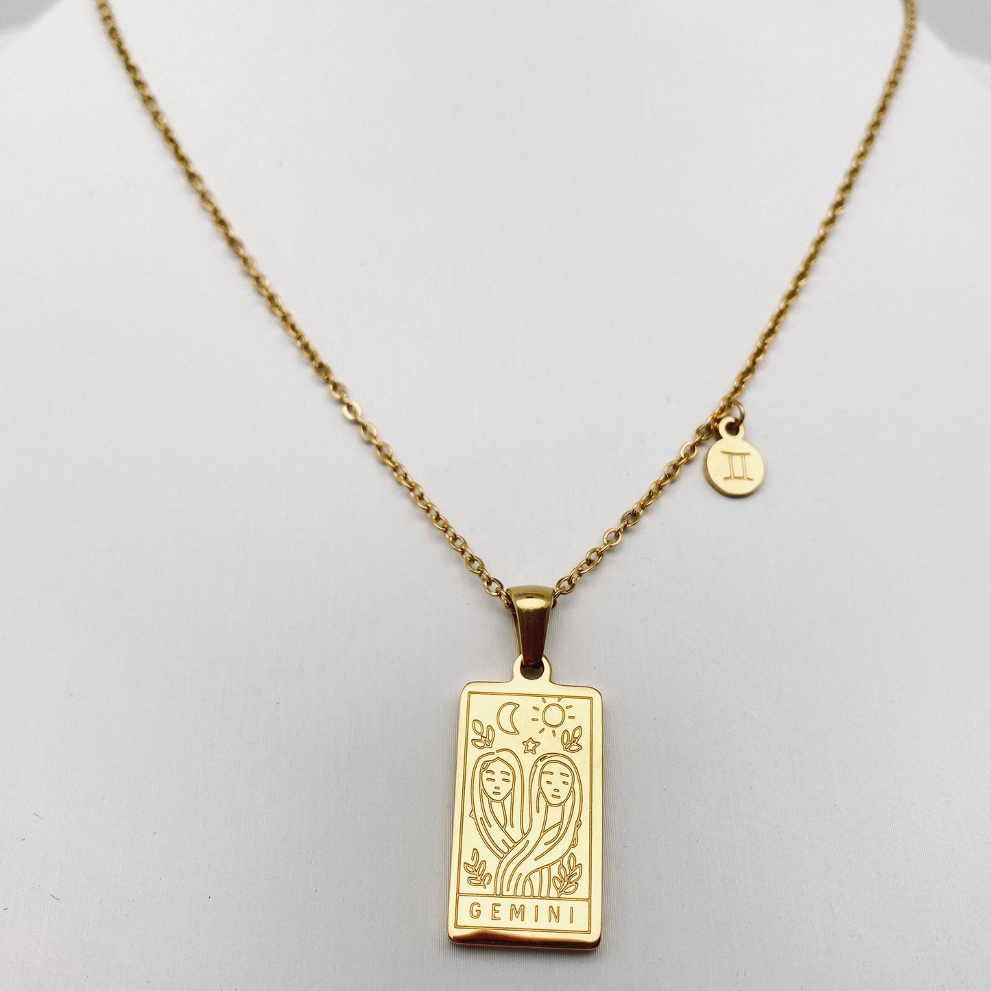 Cancer:Golden Stainless Steel 12 Constellation Charm Necklace