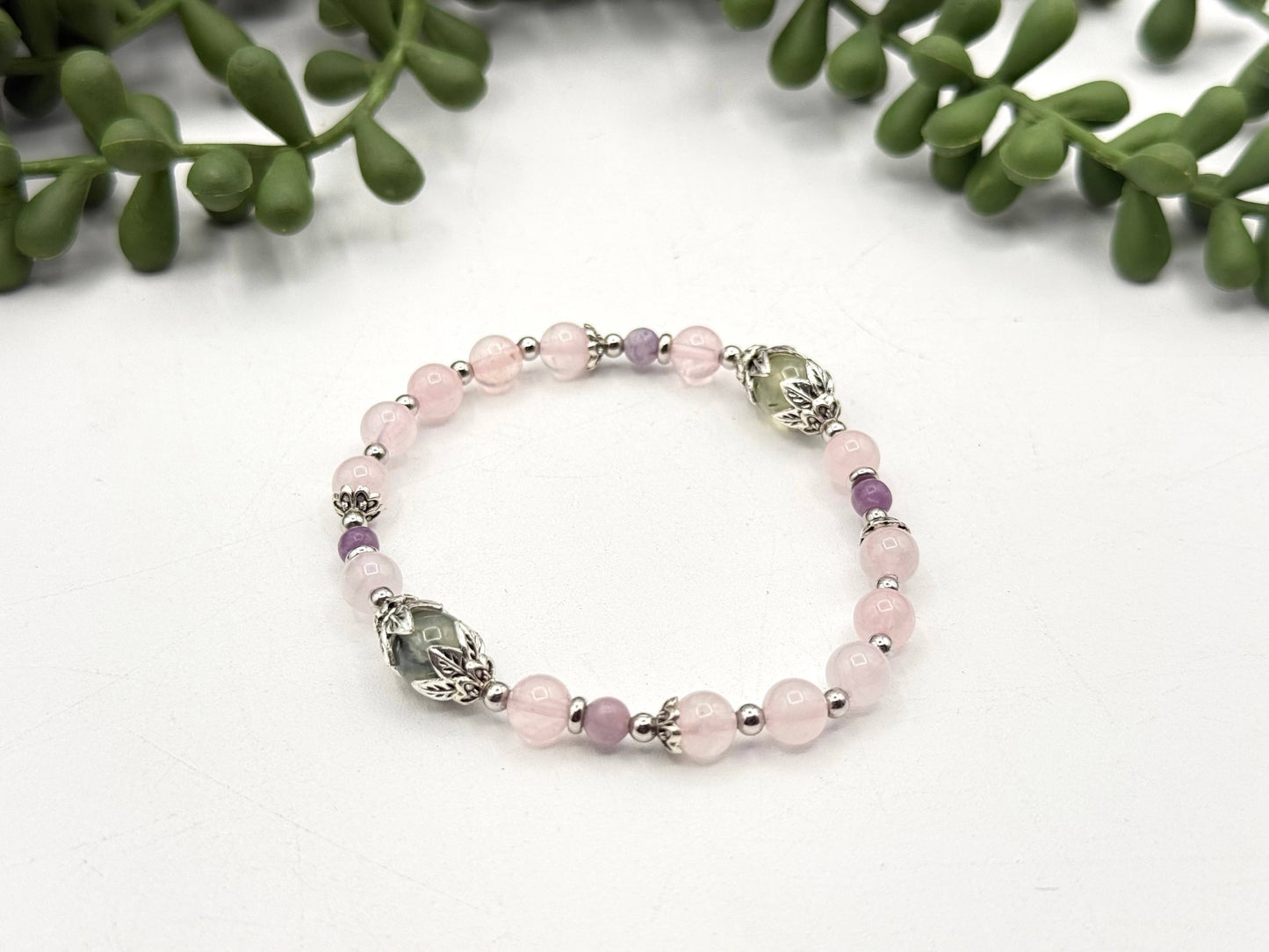 LOVE MYSELF - Prehnite, Rose Quartz, Lepidolite Bracelet