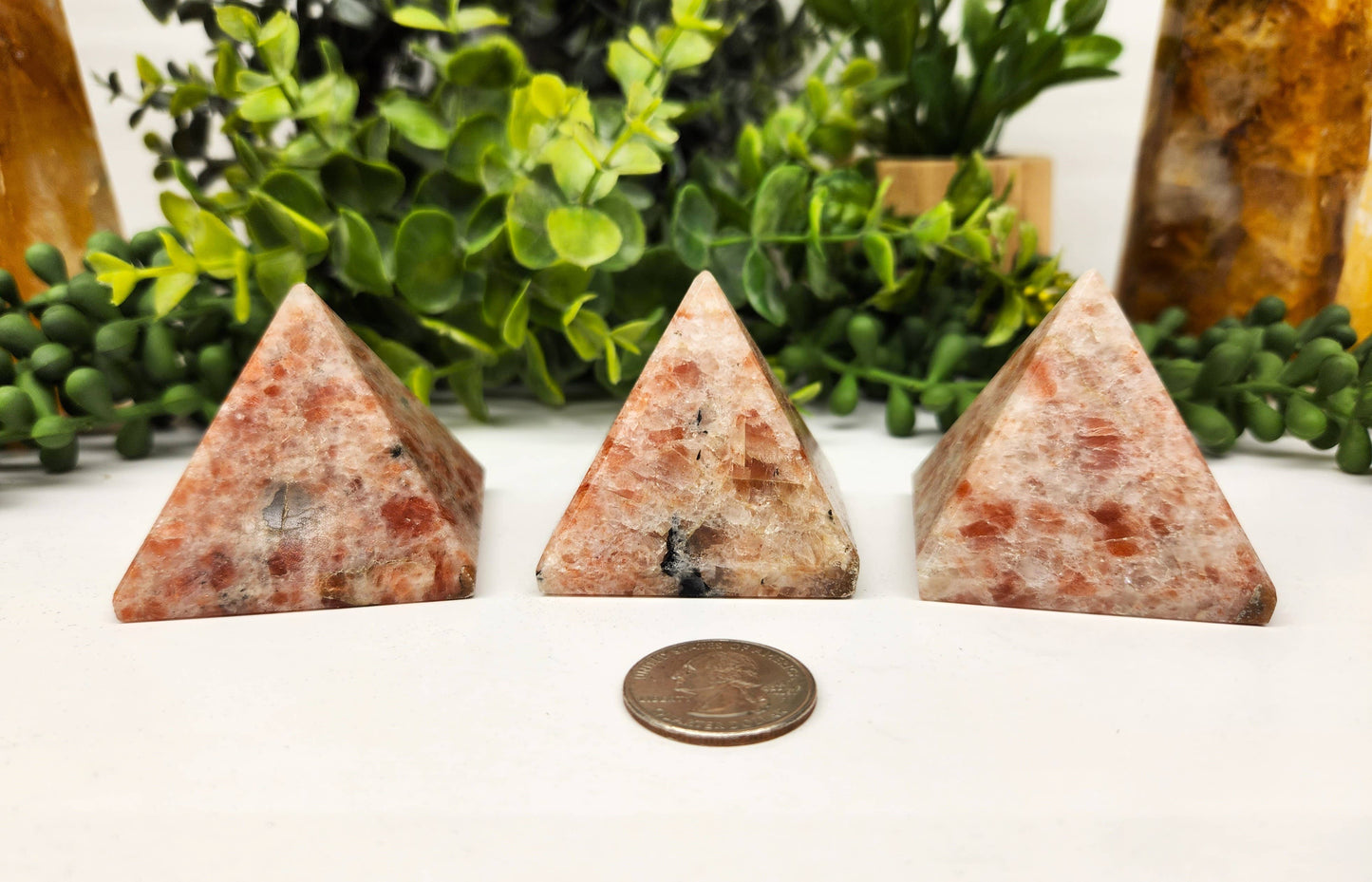 Sunstone Polished Semi-Precious Gemstone Pyramid 5cm