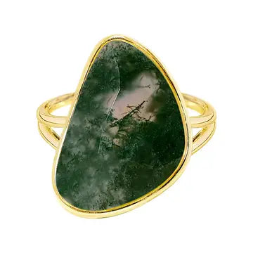 Moss Agate Statement Ring - GF