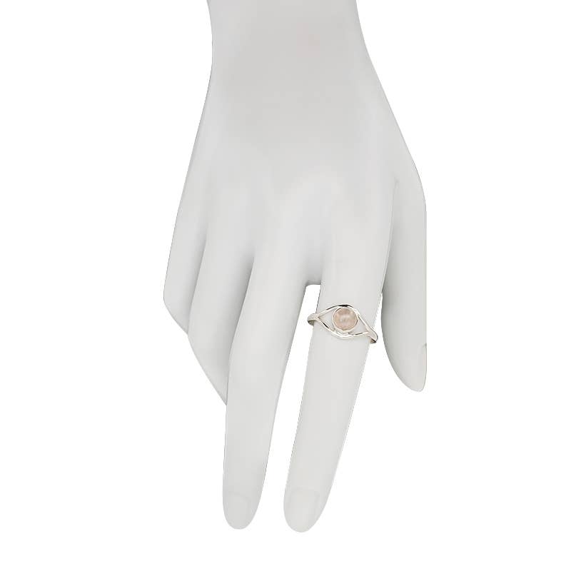 Rose Quartz Stone Sterling Silver Ring: 8