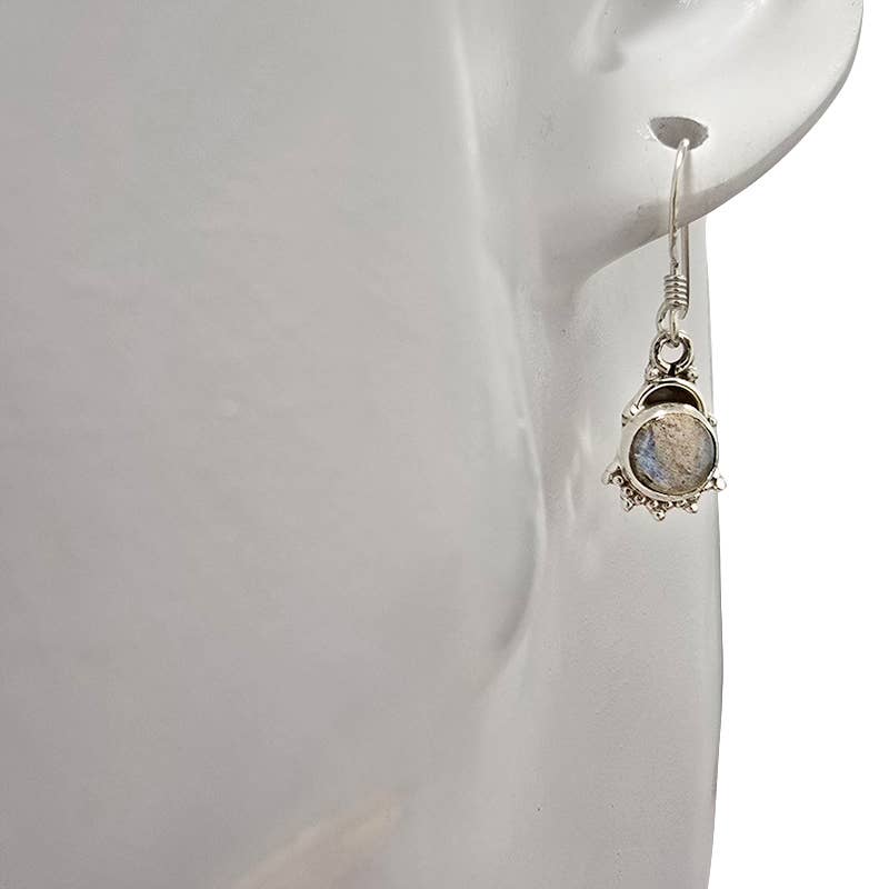 Round Labradorite Dangle Earrings