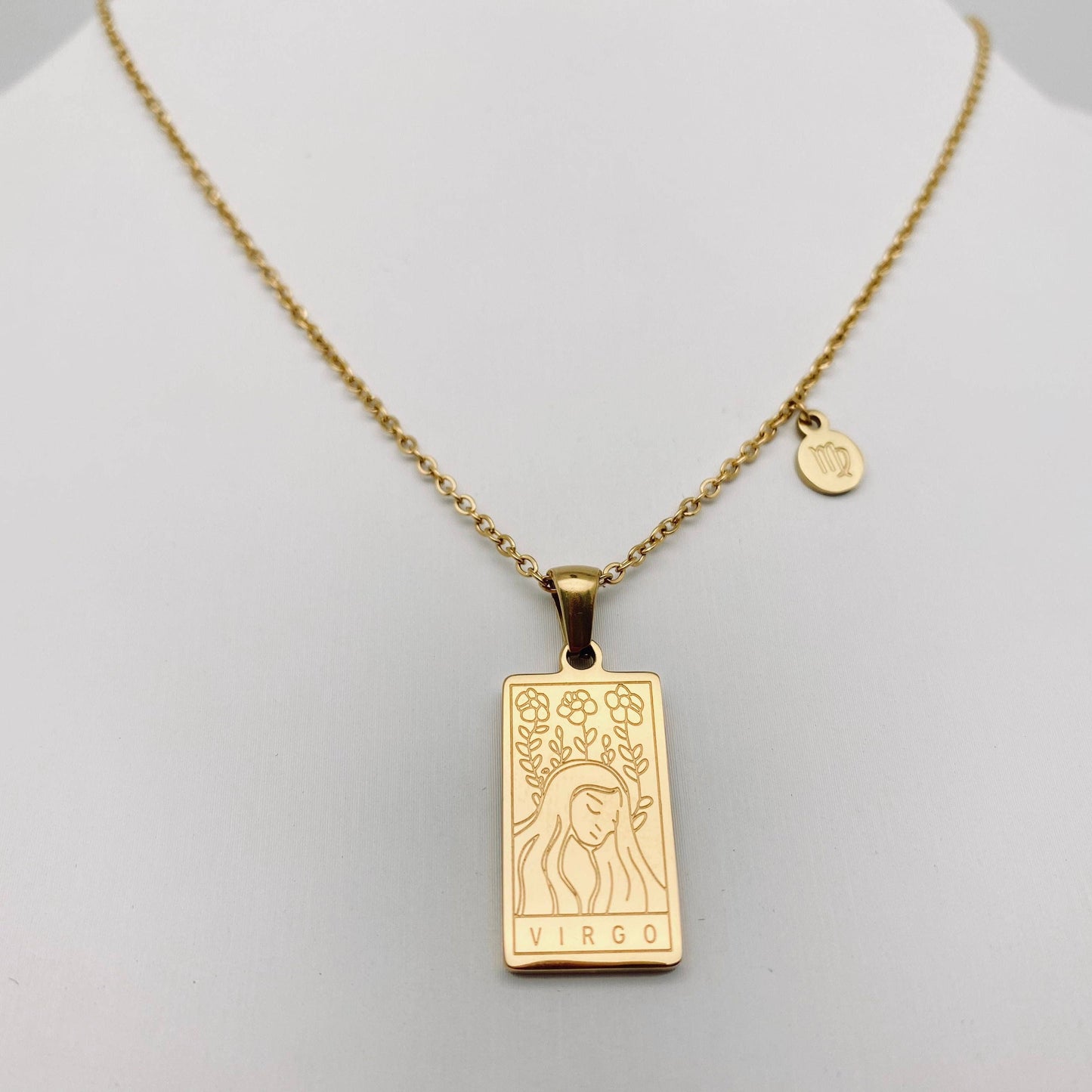 Taurus:Golden Stainless Steel 12 Constellation Charm Necklace