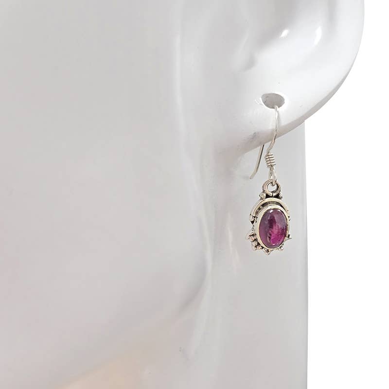 Garnet Sterling Silver Earrings On Hooks