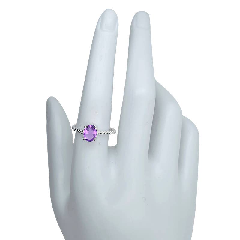 Faceted Oval Amethyst Ring: 6