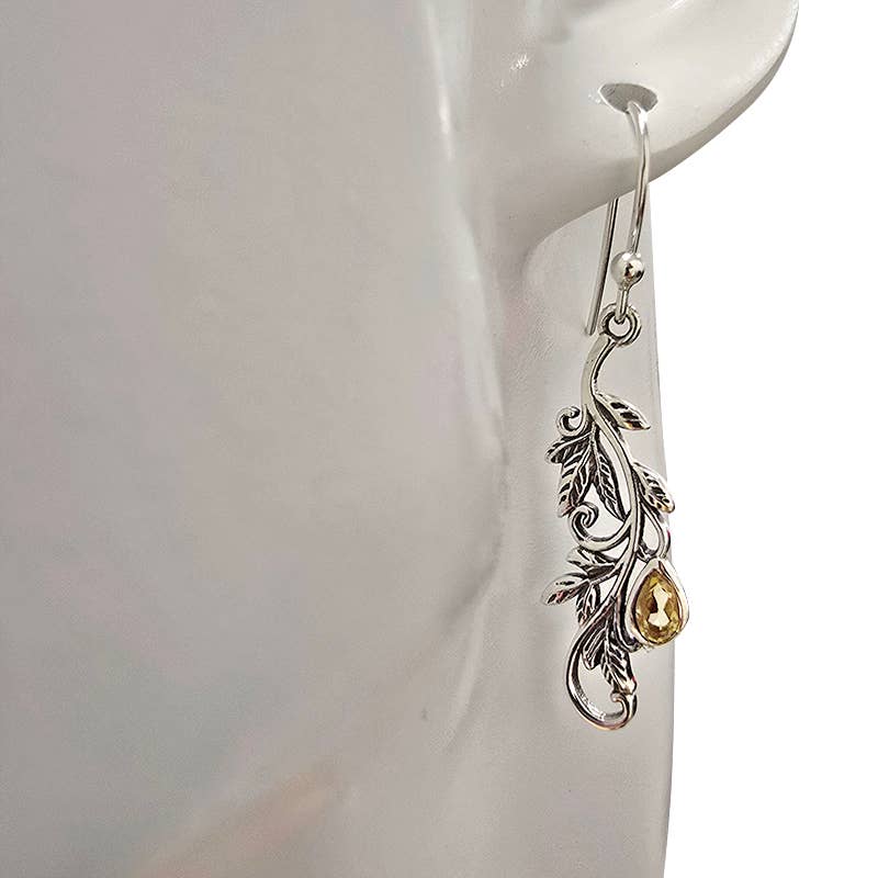 Citrine Sterling Silver earrings On Hooks