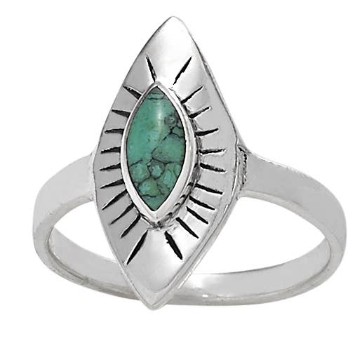 Turquoise Rays Sterling Silver Ring: 8