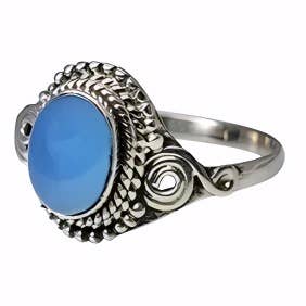 Blue Chalcedony Sterling Silver Ring: 9