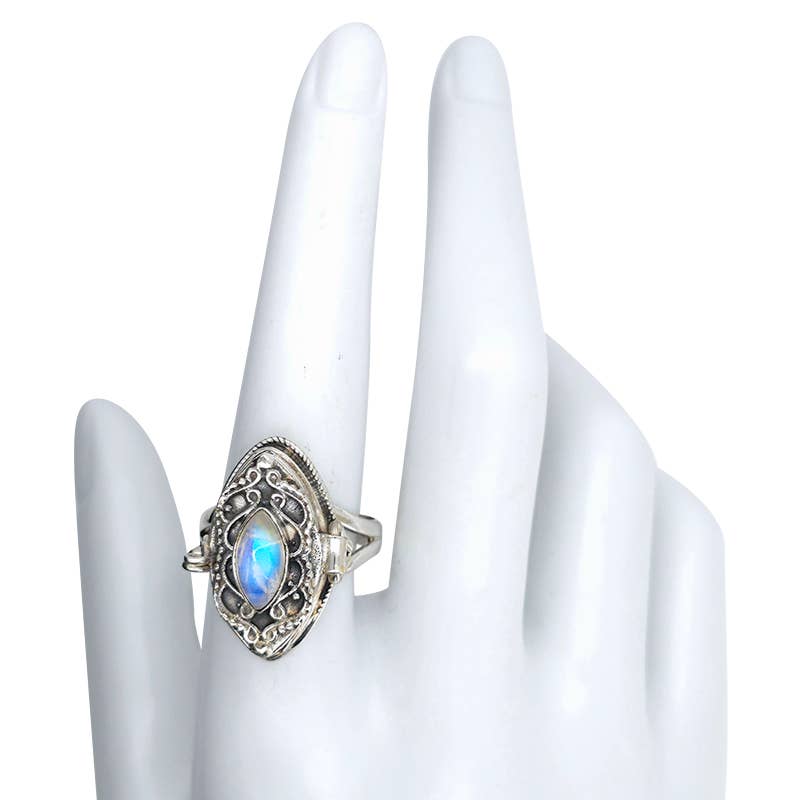 Moonstone Sterling Silver Locket / Poison Ring: 8