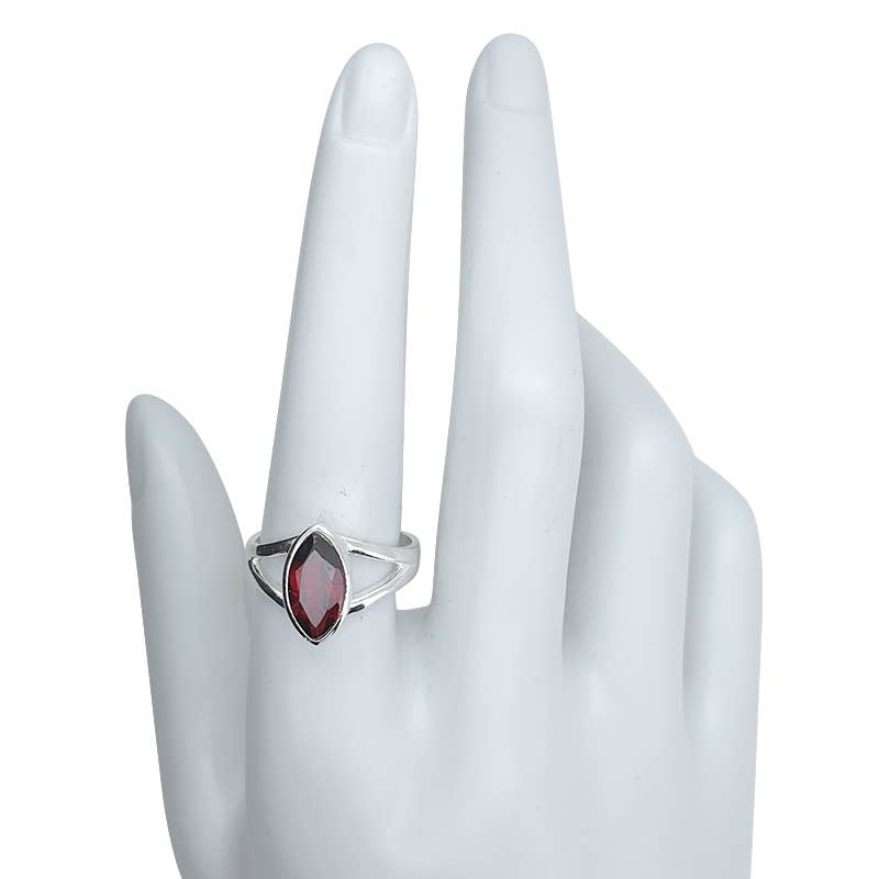 Faceted Garnet Sterling Silver Ring: 7