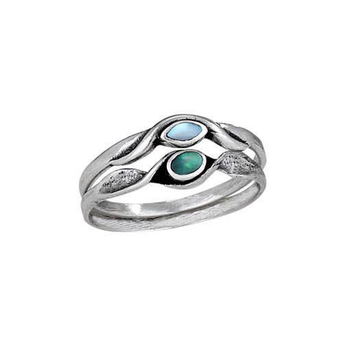 Pair of MOP Sterling Silver Rings: 8