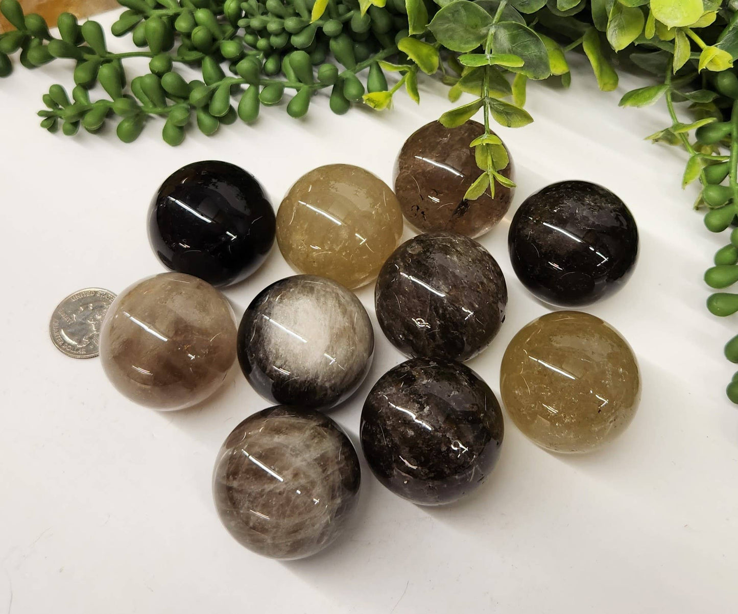 Smoky Quartz Gemstone Spheres - 40mm
