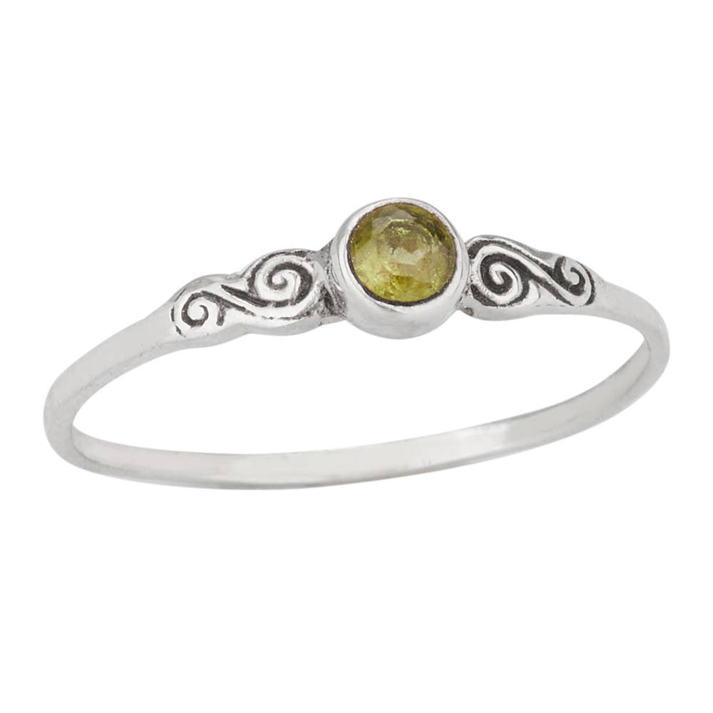 Peridot Dot Sterling Silver Ring: 7