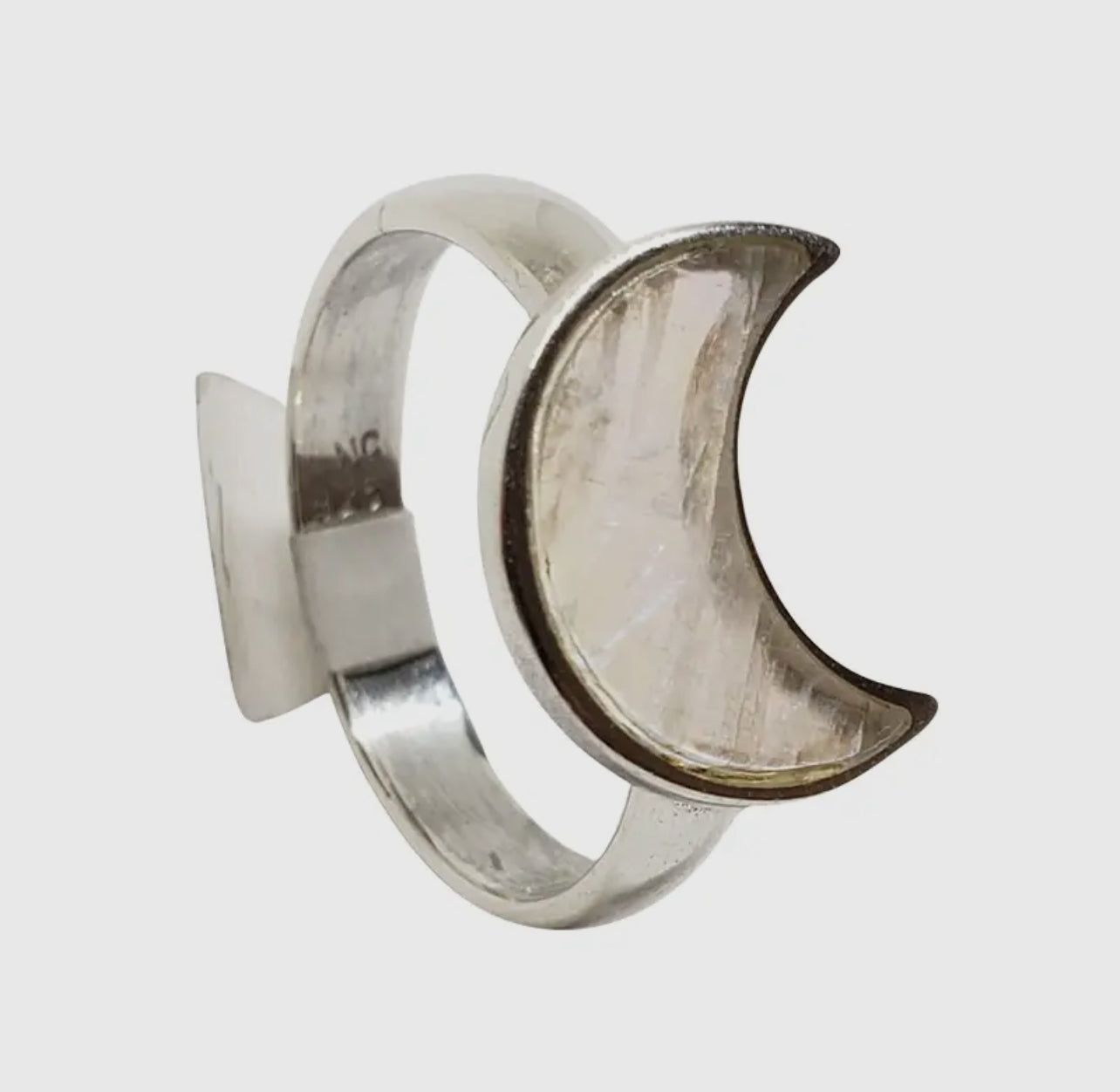 Moonstone Moon Sterling Silver RIng