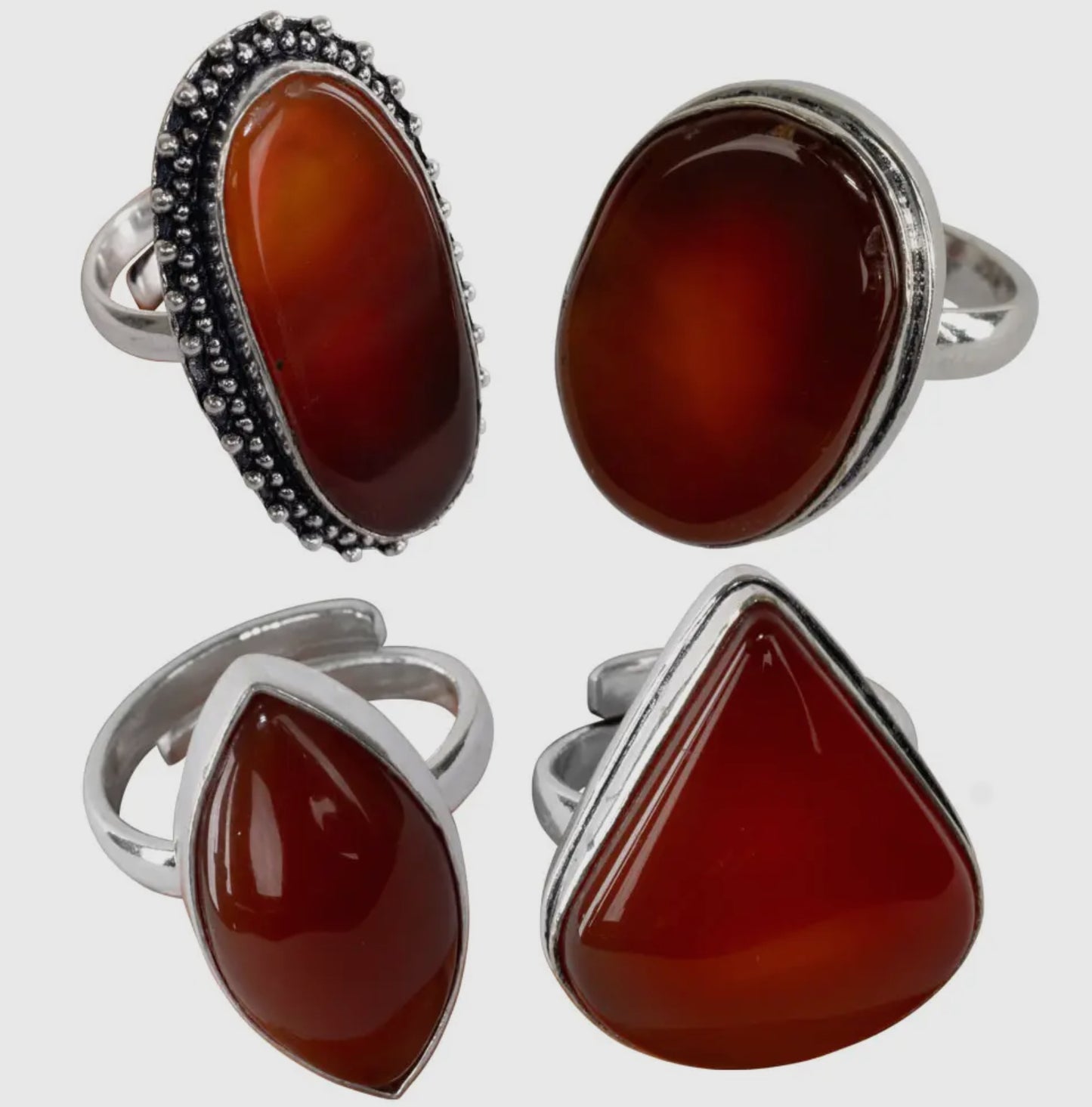 Carnelian- Adjustable Gemstone Brass Ring
