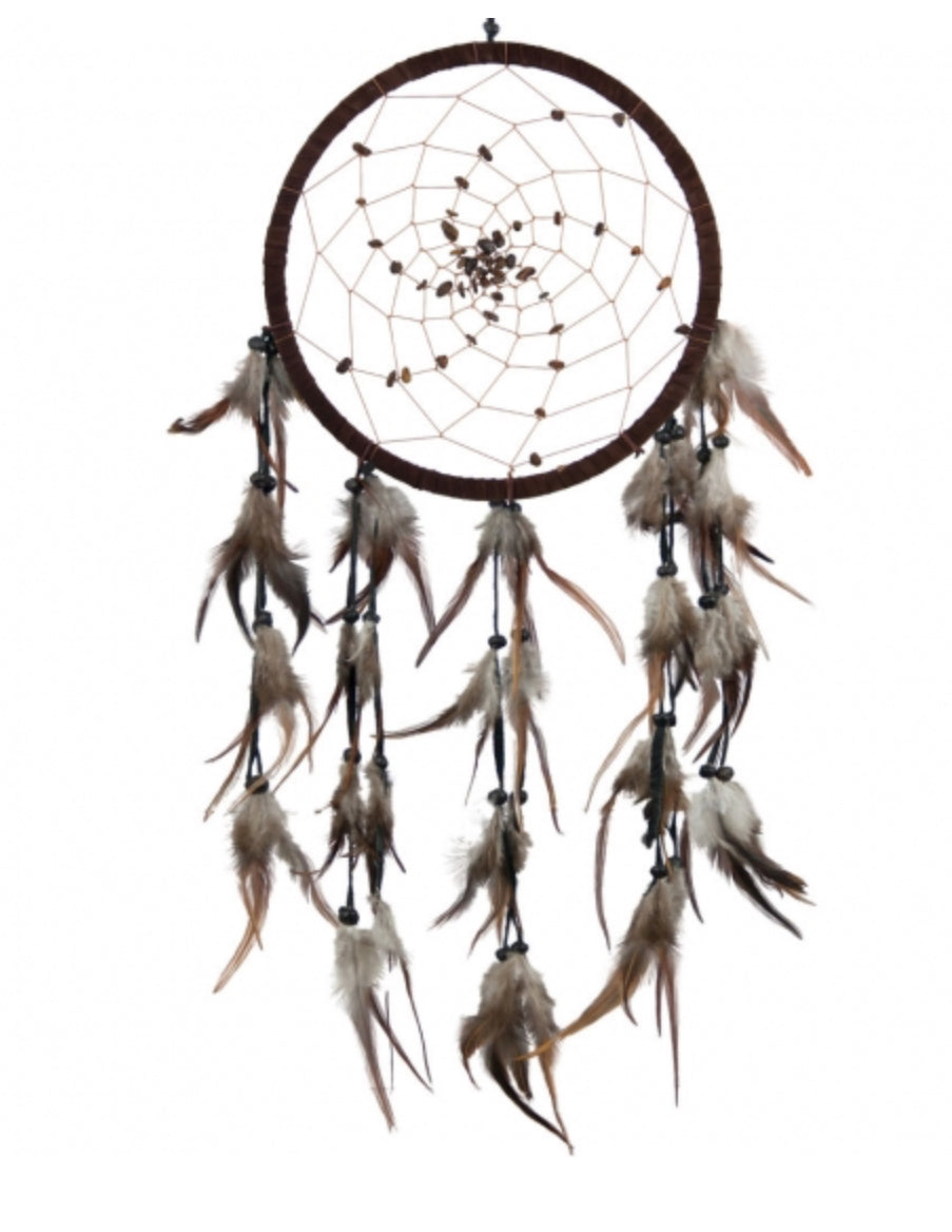 Dreamcatcher Tiger Eye Beads Spiral Web Brown
