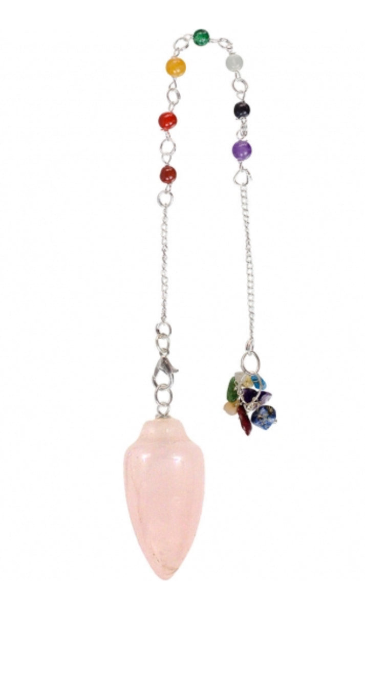 Pendulum Chakra Chain Curved Rose Quartz