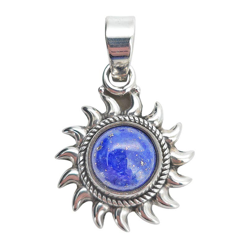 Lapis Sterling Silver Sun Pendant