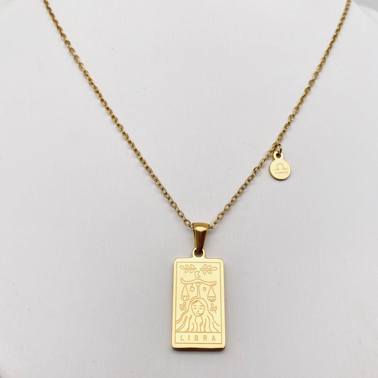 Gemini:Golden Stainless Steel 12 Constellation Charm Necklace -