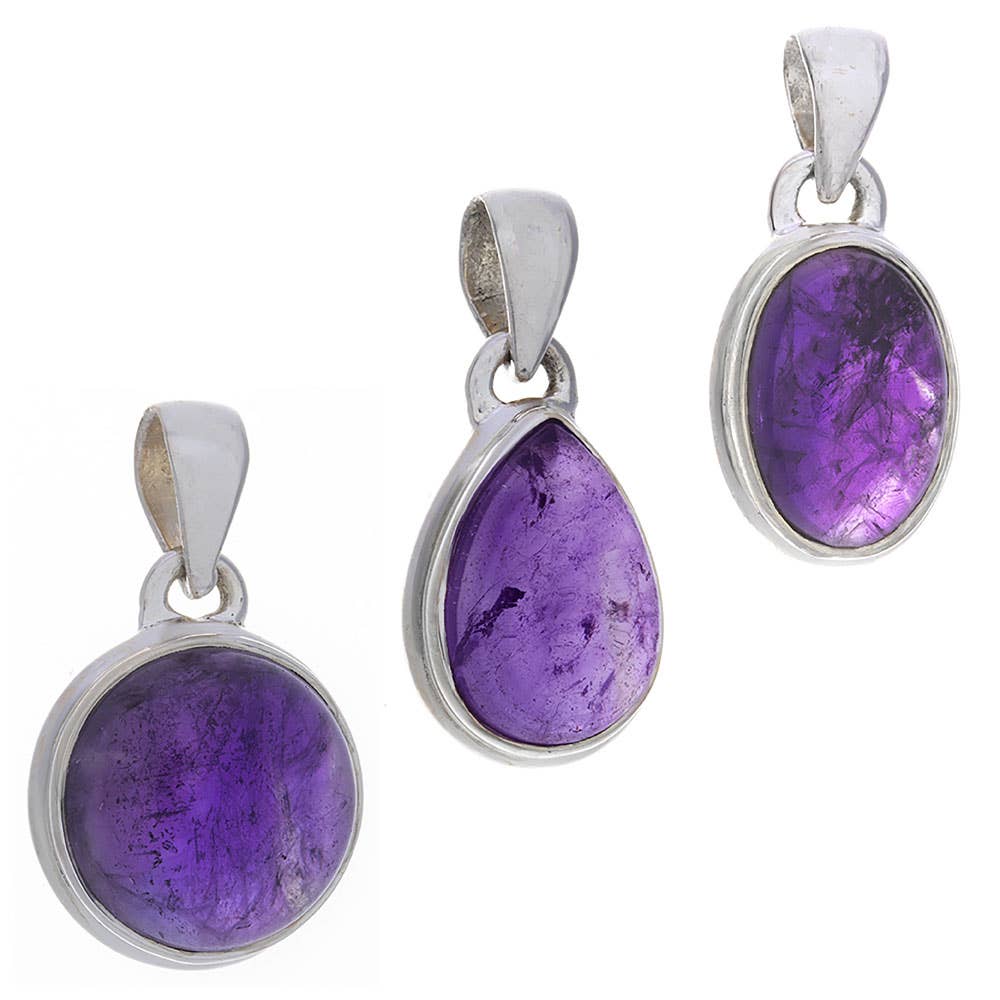 Amethyst Assorted Shapes Simple Pendant 21-24mm H