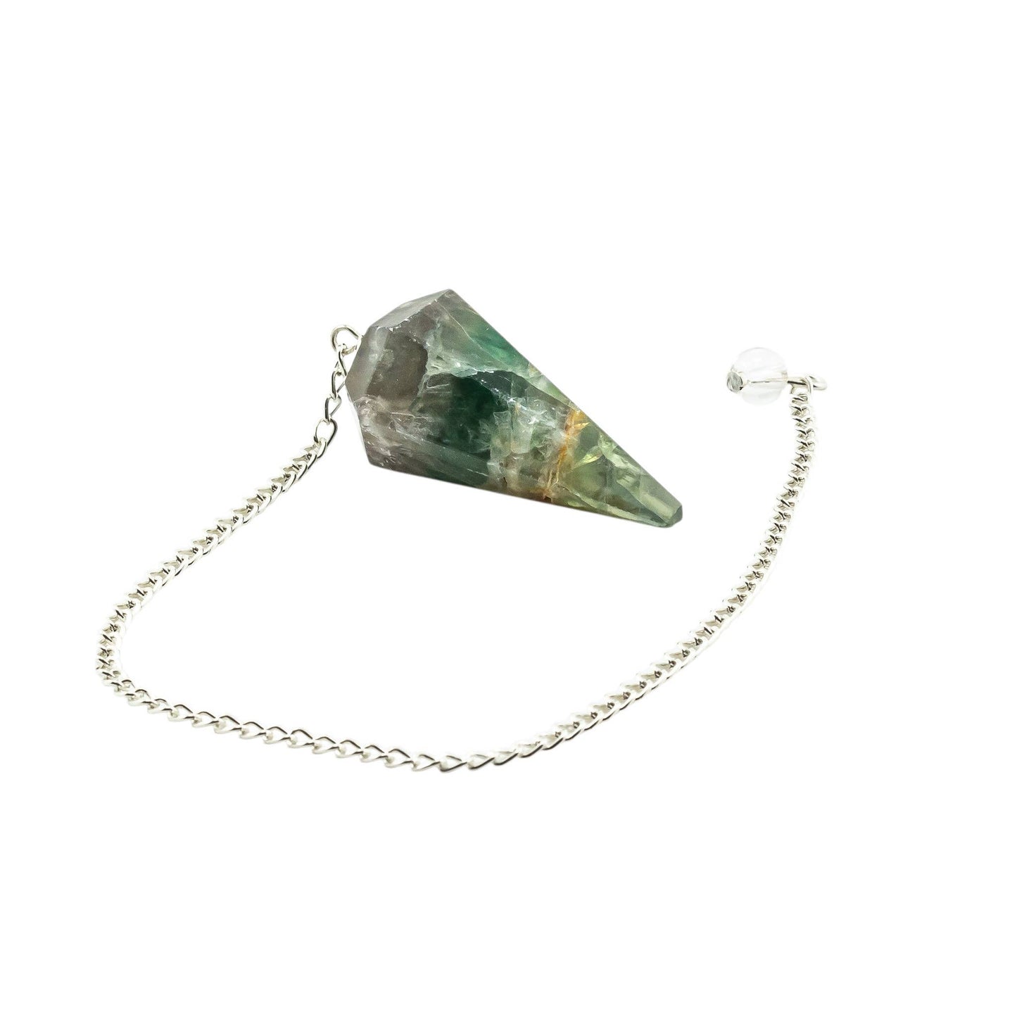 Fluorite Gemstone Pendulum Silver Color Chain