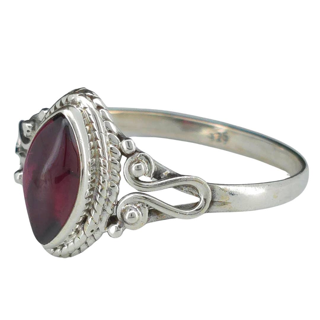 Garnet Sterling Silver Ring: 7