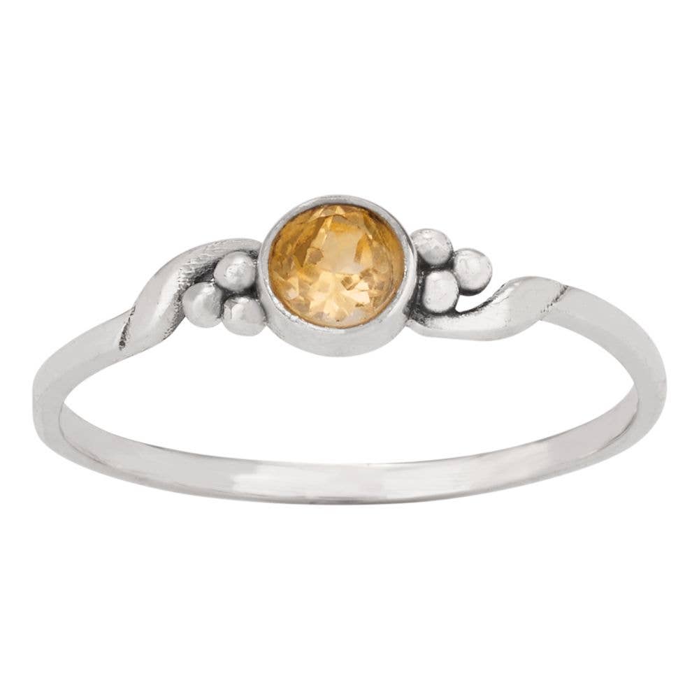 Sweet November Citrine Sterling Silver Birthstone Ring: 7