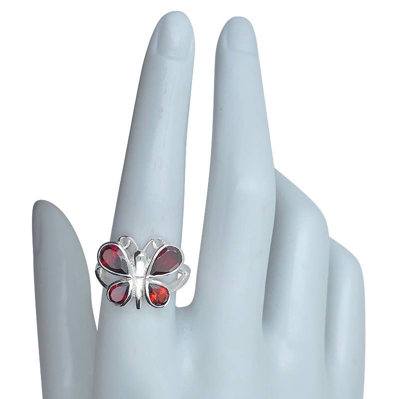 Faceted Garnet Butterfly Ring: 9