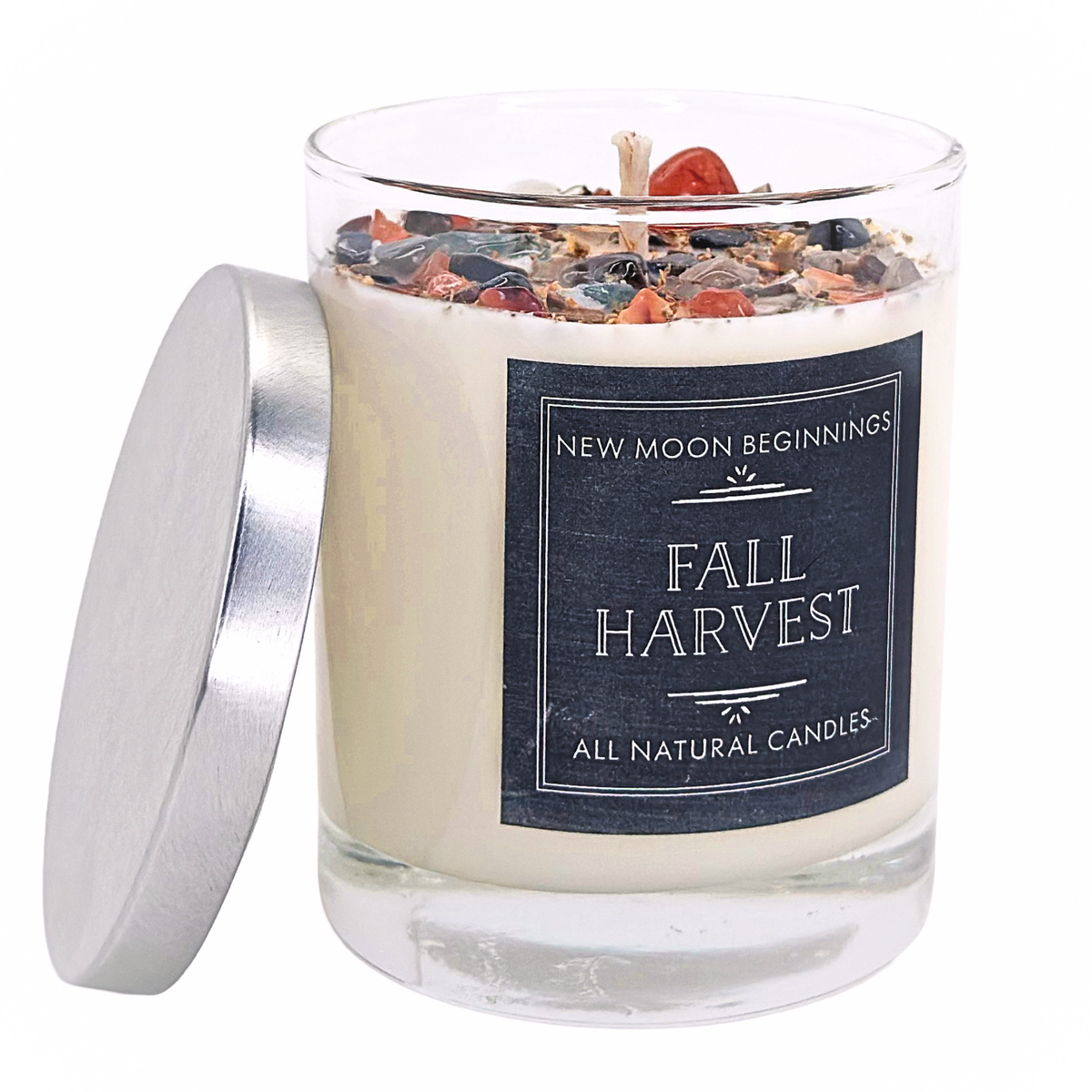 Fall Harvest Candles Herb & Crystal Candles - Autumn Candle: 8oz Round Tin