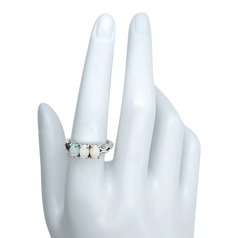 Opal Sterling Silver Ring: 8