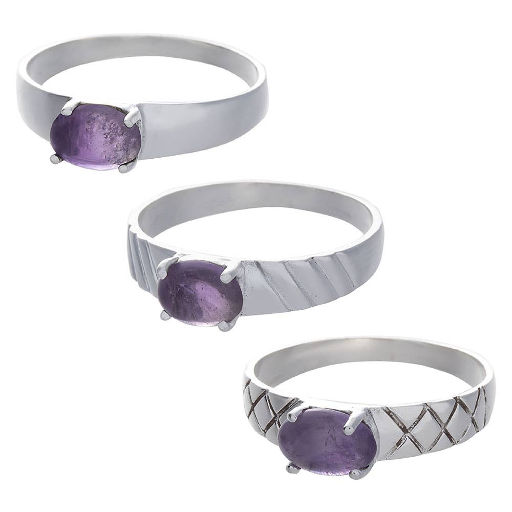 Amethyst Cab Assorted Band Ring: 6