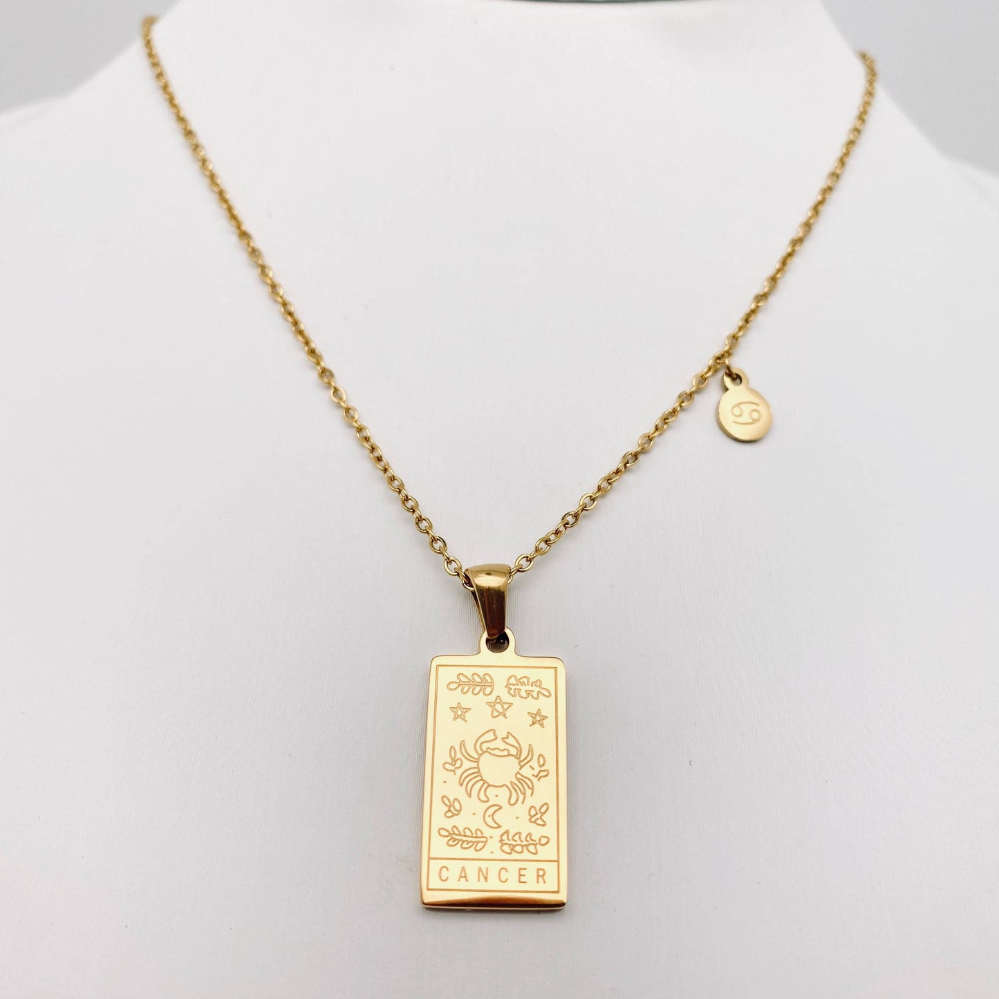 Taurus:Golden Stainless Steel 12 Constellation Charm Necklace