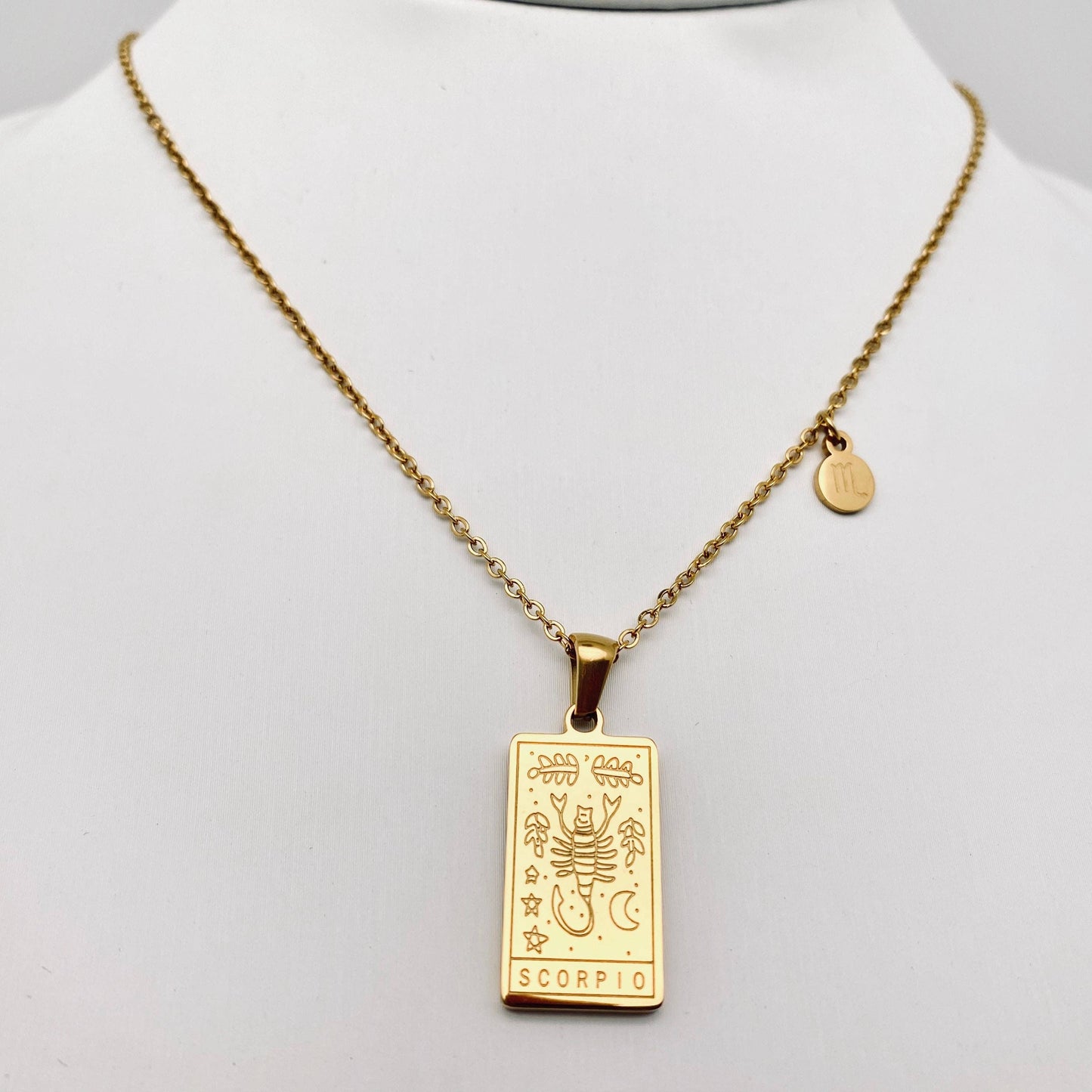 Cancer:Golden Stainless Steel 12 Constellation Charm Necklace