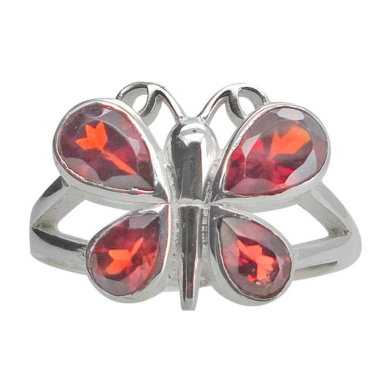 Faceted Garnet Butterfly Ring: 9