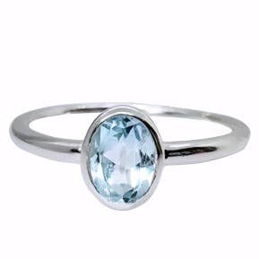 Faceted Blue Topaz Stone Sterling Silver Ring: 8