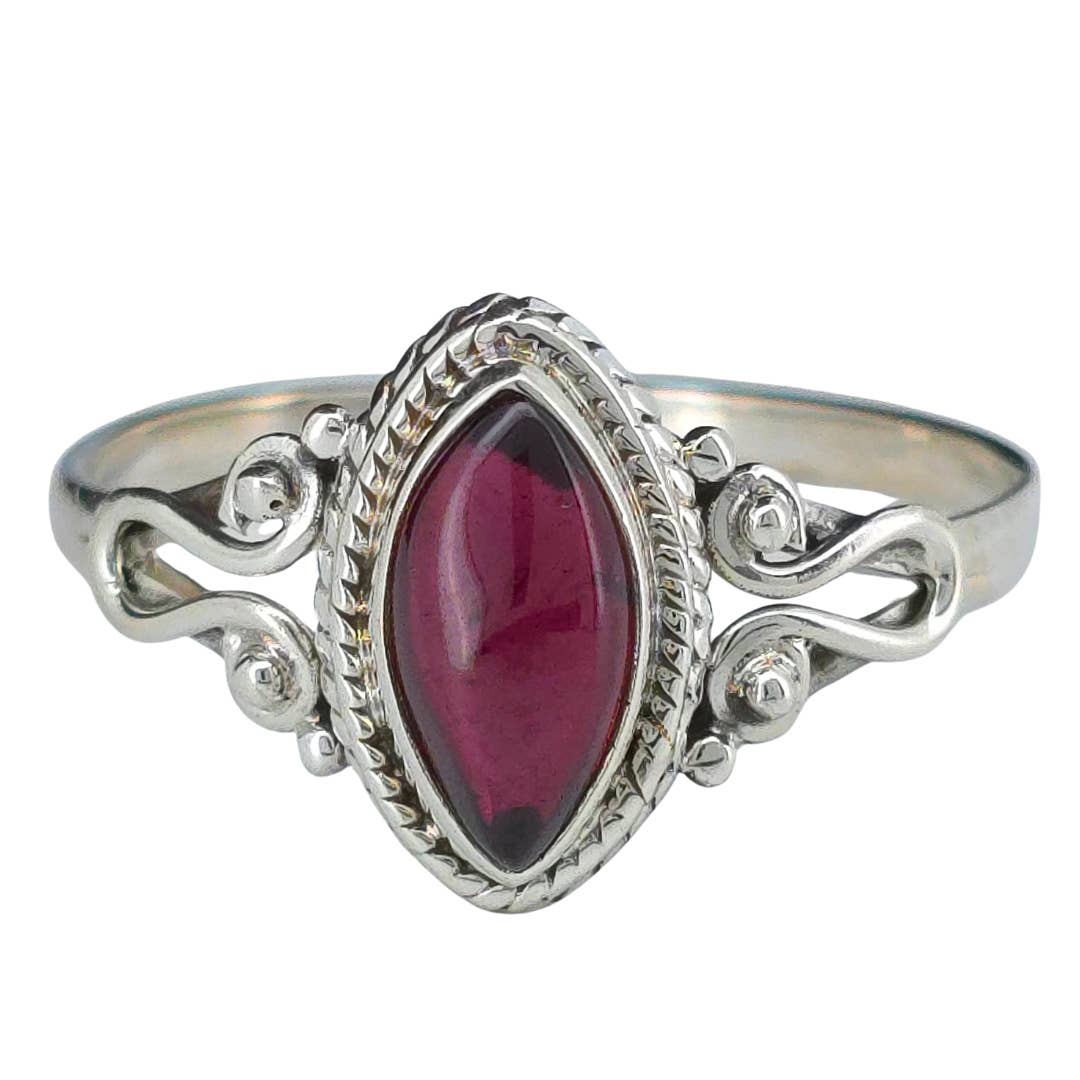 Garnet Sterling Silver Ring: 7