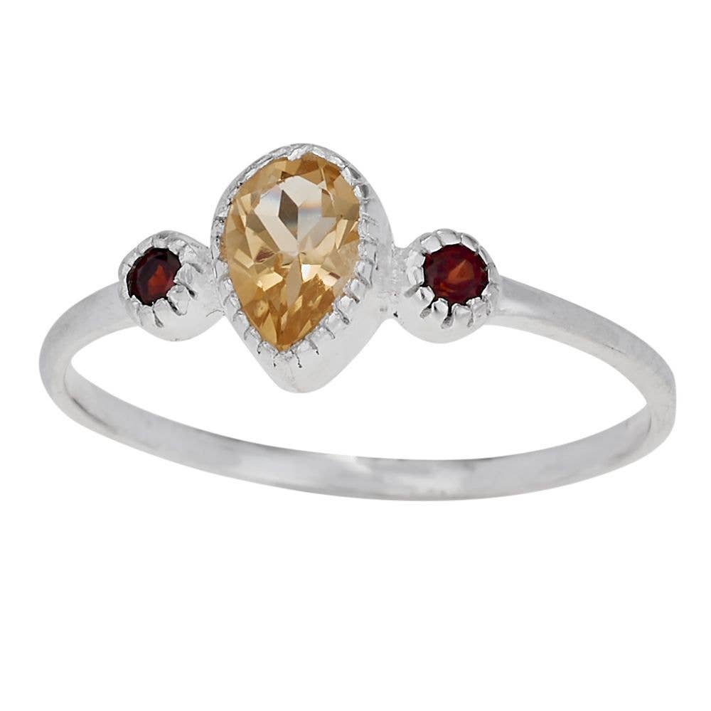 Warm Tones Citrine Sterling Silver Ring: 6
